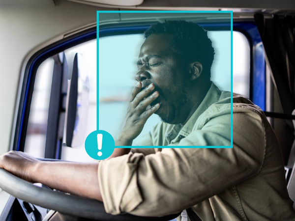 AI-powered fatigue detection system identifying a drowsy driver.