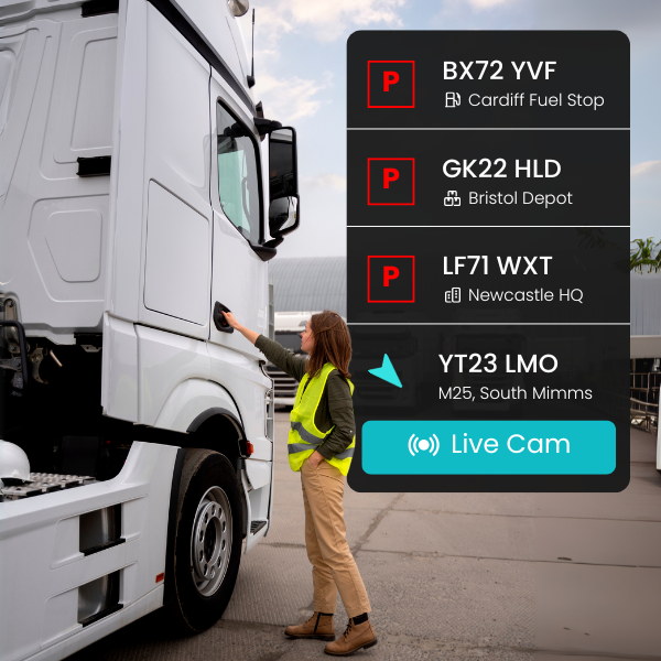 Fleet operator accessing live AI-powered camera feeds and real-time vehicle locations.